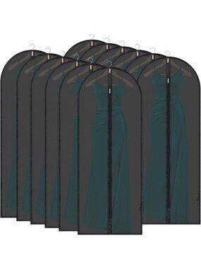 12PK Hanging Garment Bags, 60" Suit Storage for Closet, Dustproof Clothing
